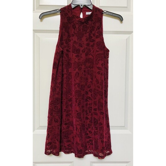 JUNIORS DRESS SPEECKLESS SIZE M SLEEVELESS BURGANDY VELVET FLORAL PARTY COCKTAL - Picture 1 of 9
